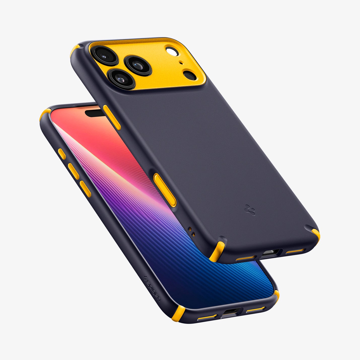 ACS09639 - iPhone 17 Pro Nano Pop Hybrid (MagFit) in Blueberry Navy showing the back, side and partial front