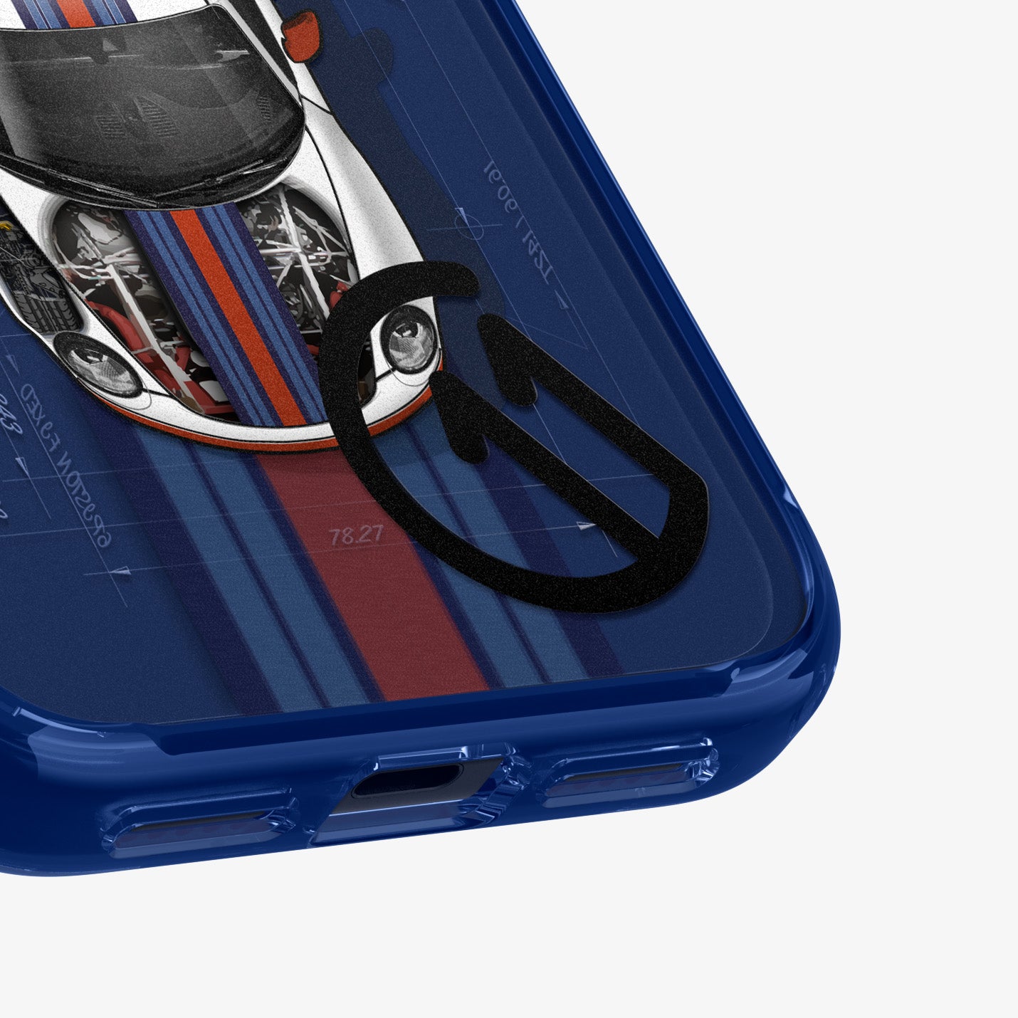 ACS10411 - iPhone 17 Pro Max Case c11 Le Mans Edition (MagFit) showing the back zoomed in on c11 logo