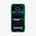 ACS11650 - Front view of iPhone 17 Pro Max in Spigen Cadence C11 green case showing lock screen