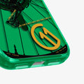 ACS11651 - Close-up of Spigen Cadence C11 case bottom corner showing bicycle chain graphic and Keep Turning text