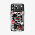 ACS11842 - Spigen Signal C11 iPhone 17 Pro case showing the Spigen Signal C11 case flat back view with street sign collage graphic around camera cutout