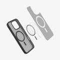 ACS08514 - iPhone 16 Pro Case Ultra Hybrid T (MagFit) in Frost Black showing the inner layer hovering above the detached metal ring plate and the back case