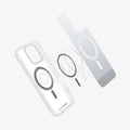 ACS08139 - iPhone 16 Pro Case Ultra Hybrid Classic (MagFit) in Classic Silver showing the detached metal ring plate and the case