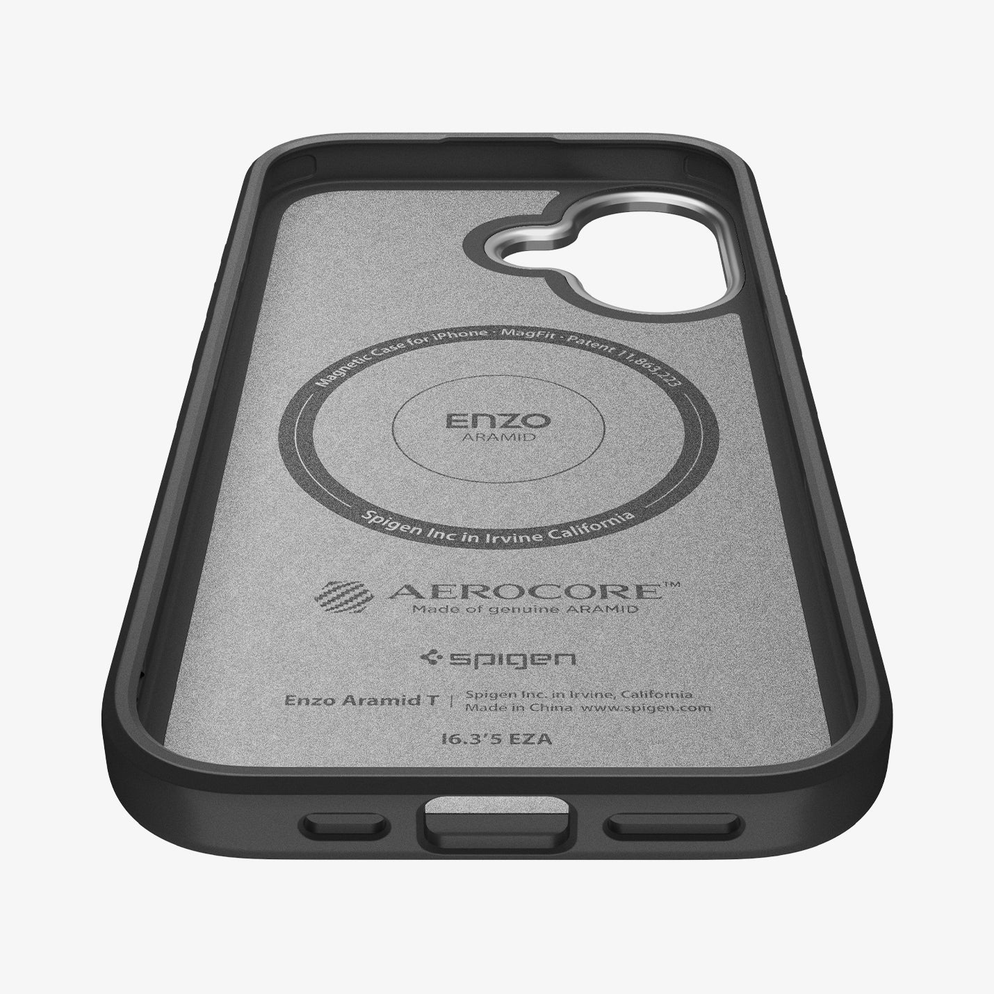 ACS09989 - iPhone 17 Case Enzo Aramid T in black showing the inside and bottom