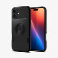 ACS08227 - iPhone 16 Case Slim Armor (MagFit) in Black showing the back, partial front and sides