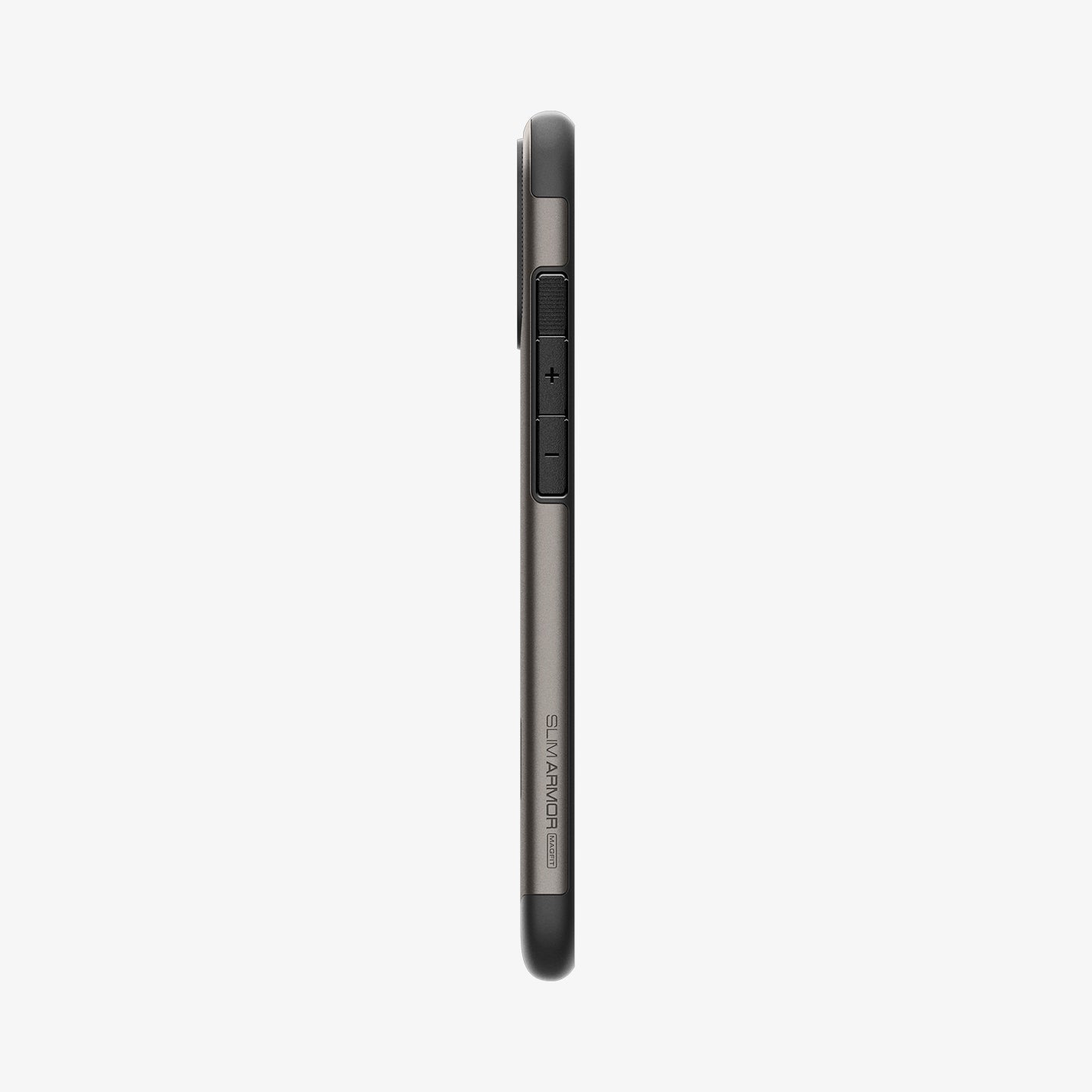 ACS08226 - iPhone 16 Case Slim Armor (MagFit) in Gunmetal showing the side