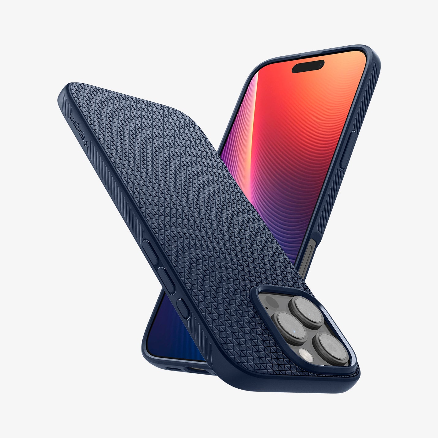 ACS07989 - iPhone 16 Pro Max Case Liquid Air in Navy Blue showing the back - upside down, partial front, sides and bottom