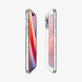 ACS08113 - iPhone 16 Pro Case Liquid Crystal Glitter in Crystal Quartz showing the partial back, partial front and sides