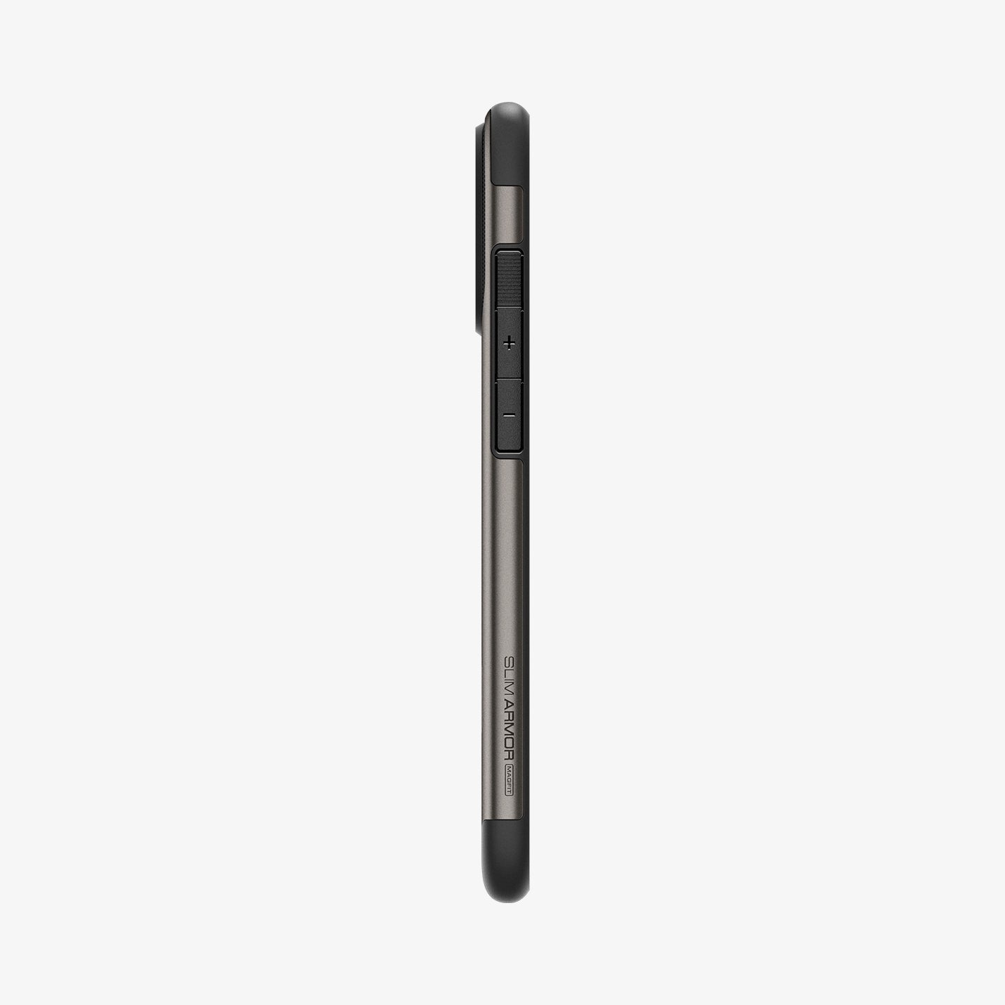 ACS08163 - iPhone 16 Pro Case Slim Armor (MagFit) in Gunmetal showing the side