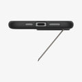 ACS08163 - iPhone 16 Pro Case Slim Armor (MagFit) in Gunmetal showing the bottom with built-in kickstand open