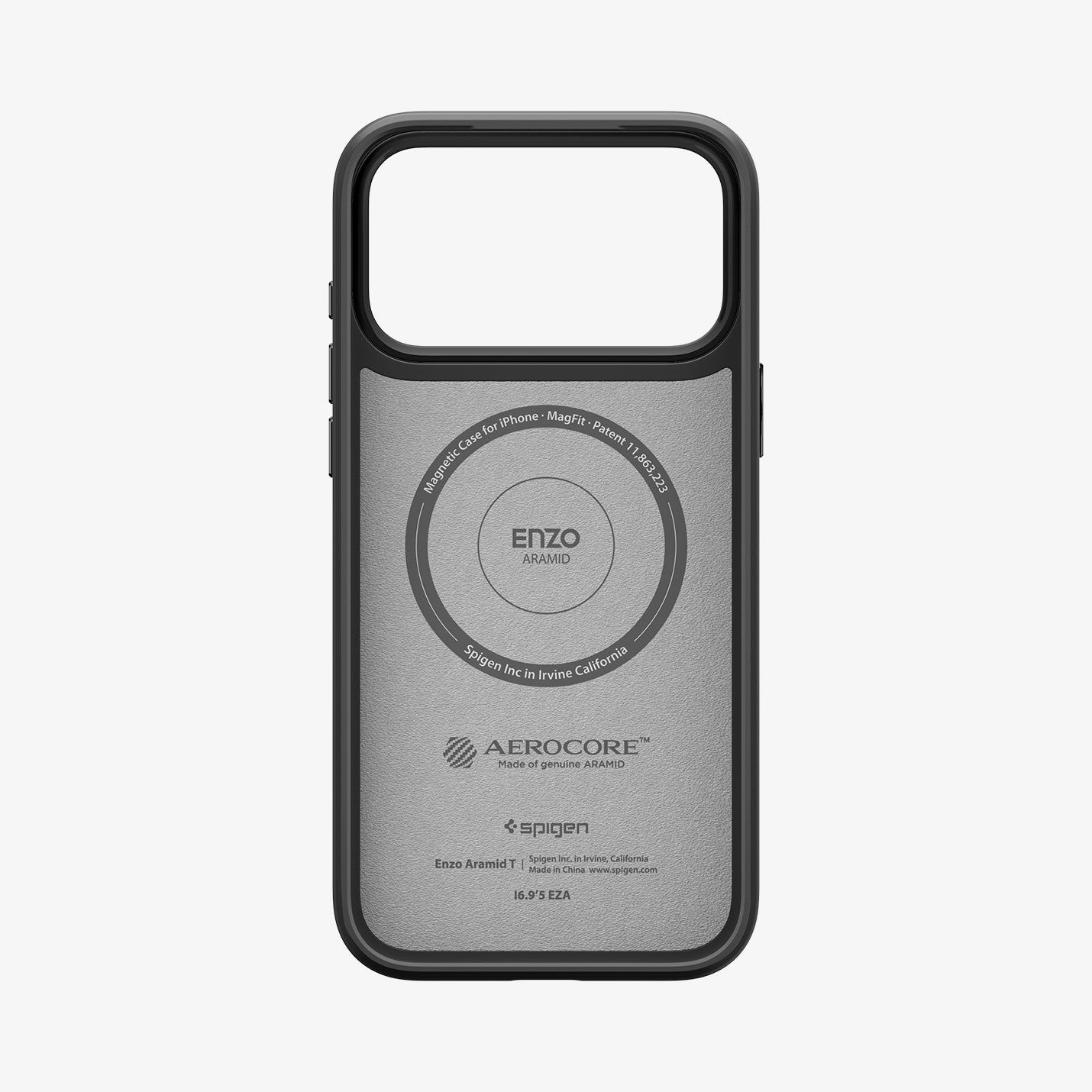 ACS09959 - iPhone 17 Pro Case Enzo Aramid T in black showing the inside of case