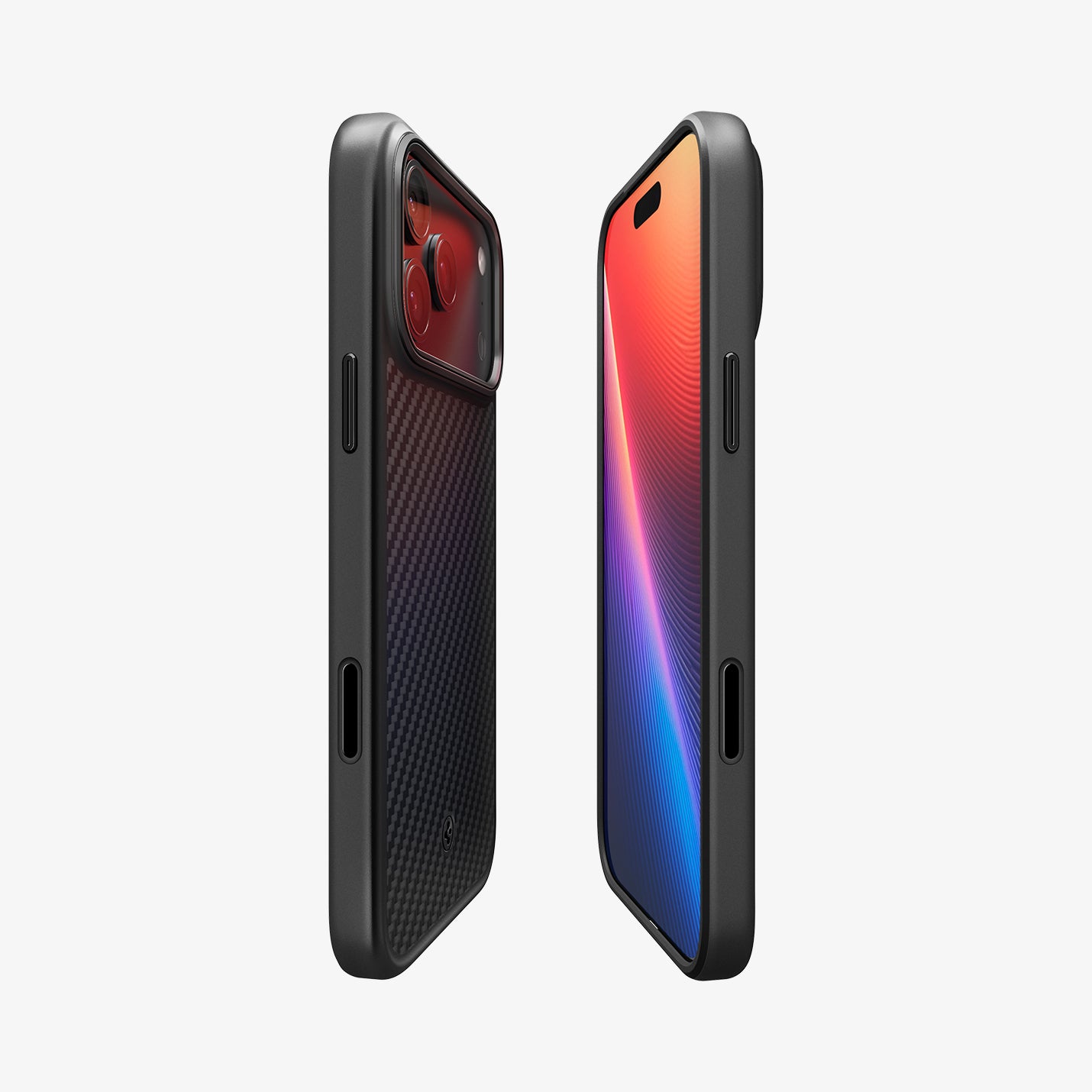 ACS09959 - iPhone 17 Pro Case Enzo Aramid T in black showing the sides, partial front and back