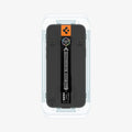 AGL07907 - iPhone 17 Pro Max GLAS.tR EZ Fit | Sensor Protected showing the front, with installation tray attached to the device