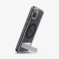 ACS06666 - iPhone 15 Plus Case Ultra Hybrid S (MagFit) in black showing the back and side with device propped up by built in kickstand