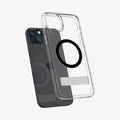 ACS06666 - iPhone 15 Plus Case Ultra Hybrid S (MagFit) in black showing the back with case hovering away from the device