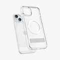 ACS06665 - iPhone 15 Plus Case Ultra Hybrid S (MagFit) in crystal clear showing the back with case hovering away from the device