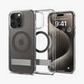 ACS06584 - iPhone 15 Pro Max Case Ultra Hybrid S (MagFit) in graphite showing the back, inside and front