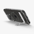 ACS06584 - iPhone 15 Pro Max Case Ultra Hybrid S (MagFit) in graphite showing the back and bottom with device propped up by built in kickstand