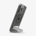 ACS06584 - iPhone 15 Pro Max Case Ultra Hybrid S (MagFit) in graphite showing the back and side with device propped up by built in kickstand