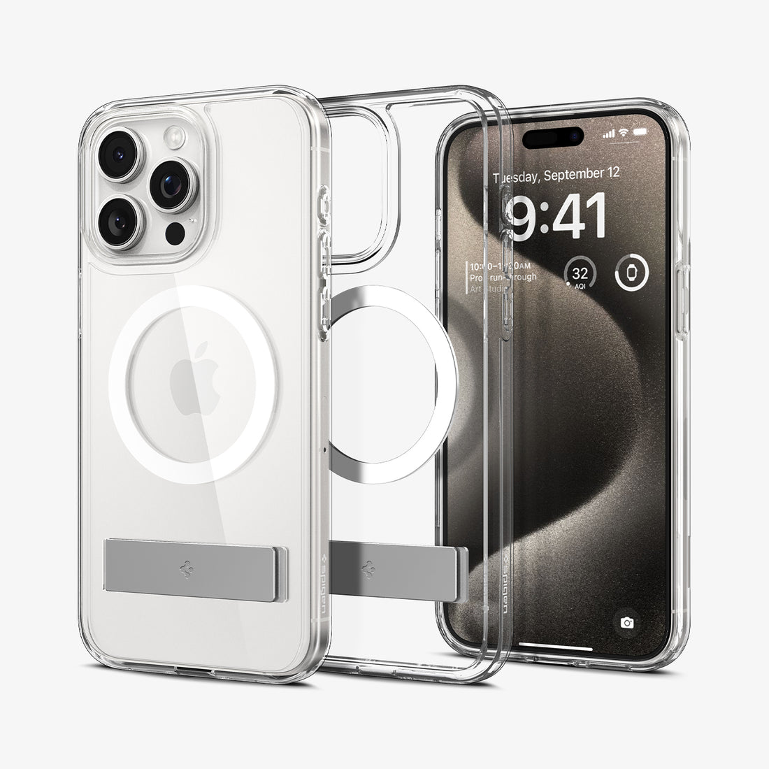 ACS06722 - iPhone 15 Pro Case Ultra Hybrid S (MagFit) in crystal clear showing the back