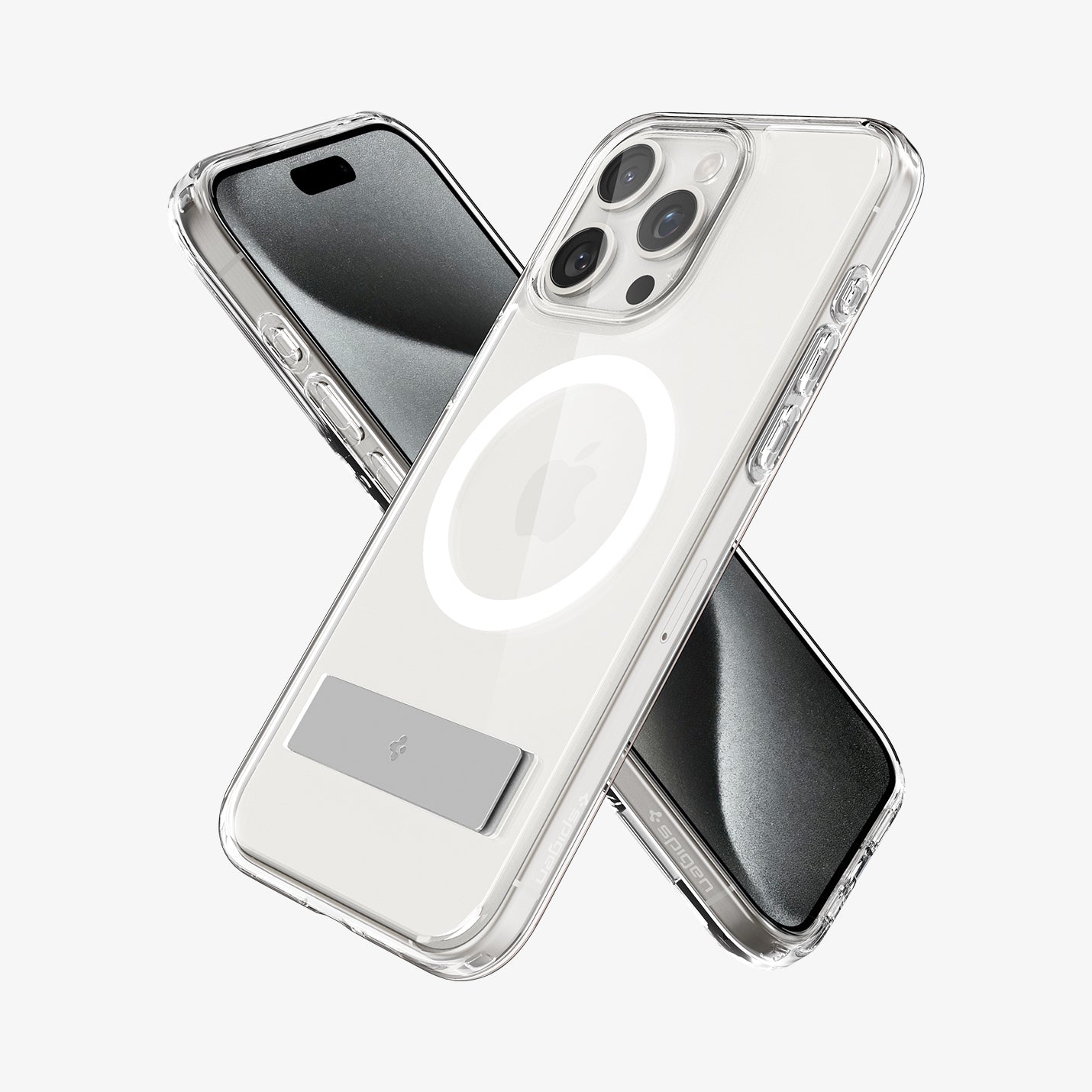 ACS06583 - iPhone 15 Pro Max Case Ultra Hybrid S (MagFit) in crystal clear showing the back, front and sides