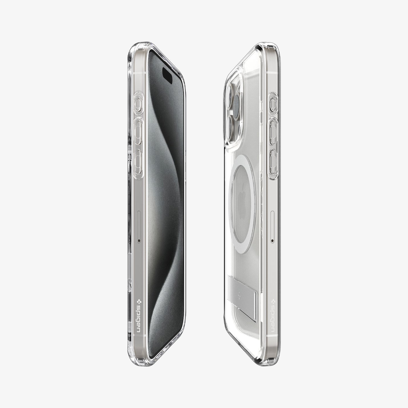 ACS06583 - iPhone 15 Pro Max Case Ultra Hybrid S (MagFit) in crystal clear showing the sides, partial front and back
