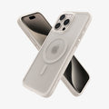 ACS07215 - iPhone 15 Pro Case Ultra Hybrid (MagFit) in Frost Natural Titanium showing the back, partial side behind it, partial front and sides