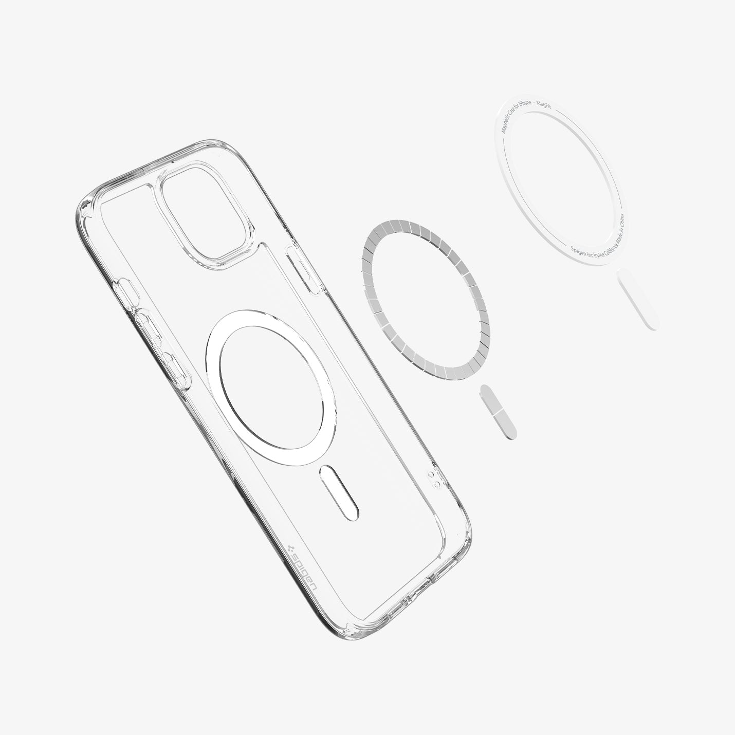ACS06802 - iPhone 15 Case Ultra Hybrid (MagFit) in white showing the inside magnetic ring layers