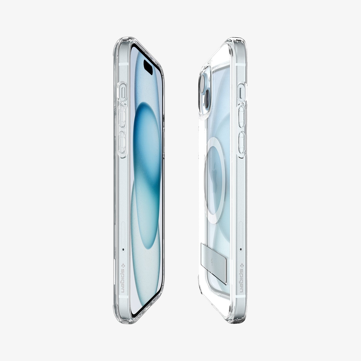 ACS06807 - iPhone 15 Case Ultra Hybrid S (MagFit) in crystal clear showing the sides, partial front and back