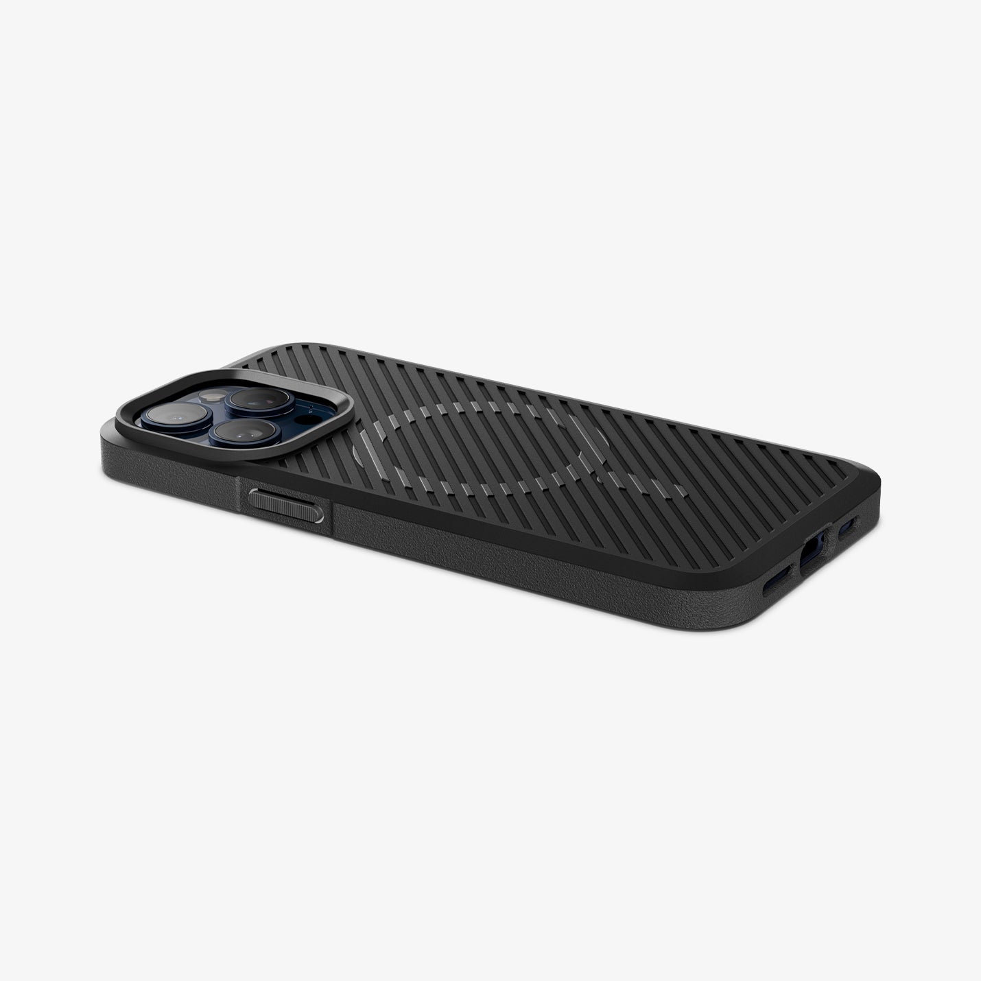 ACS06467 - iPhone 15 Pro Case Core Armor (MagFit) in Matte Black showing the back, partial side and bottom on a flat surface