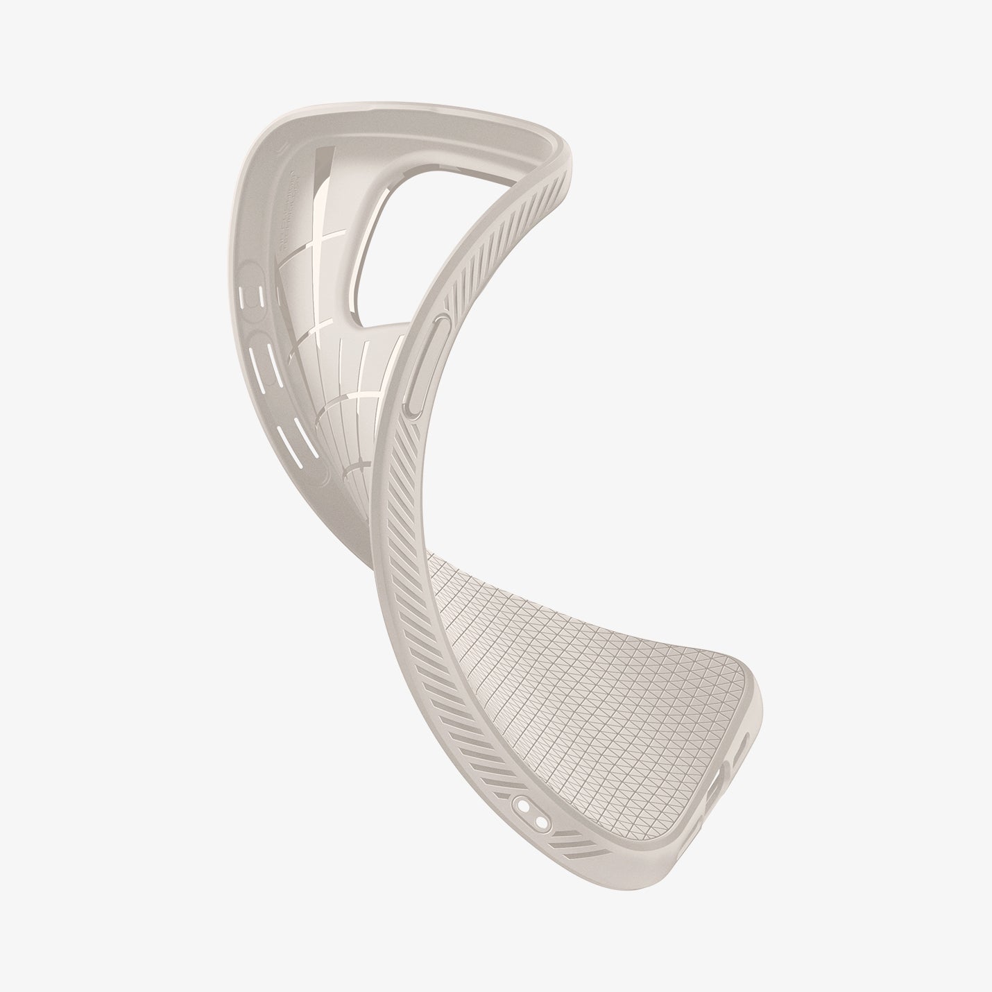 ACS07217 - iPhone 15 Pro Case Liquid Air in Natural Titanium showing the partial inner and back of the case partially twisted upward