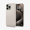 ACS07217 - iPhone 15 Pro Case Liquid Air in Natural Titanium showing the back, partial front and sides of both devices aligned with each other