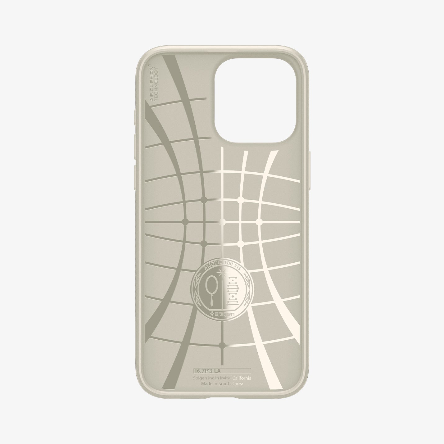 ACS07212 - iPhone 15 Pro Max Case Liquid Air in Natural Titanium showing the inner case with spider web pattern