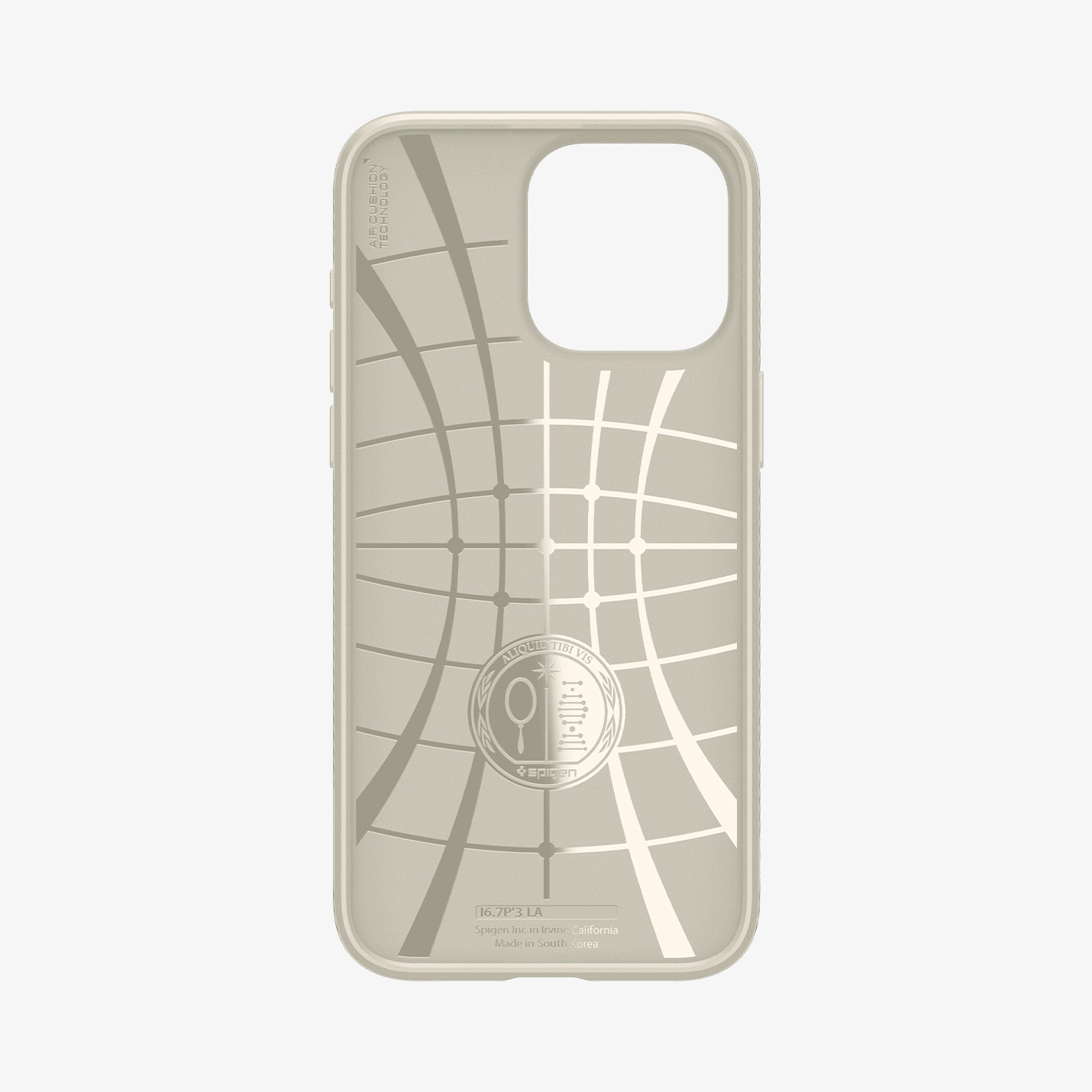 ACS07217 - iPhone 15 Pro Case Liquid Air in Natural Titanium showing the inner case with spider web pattern