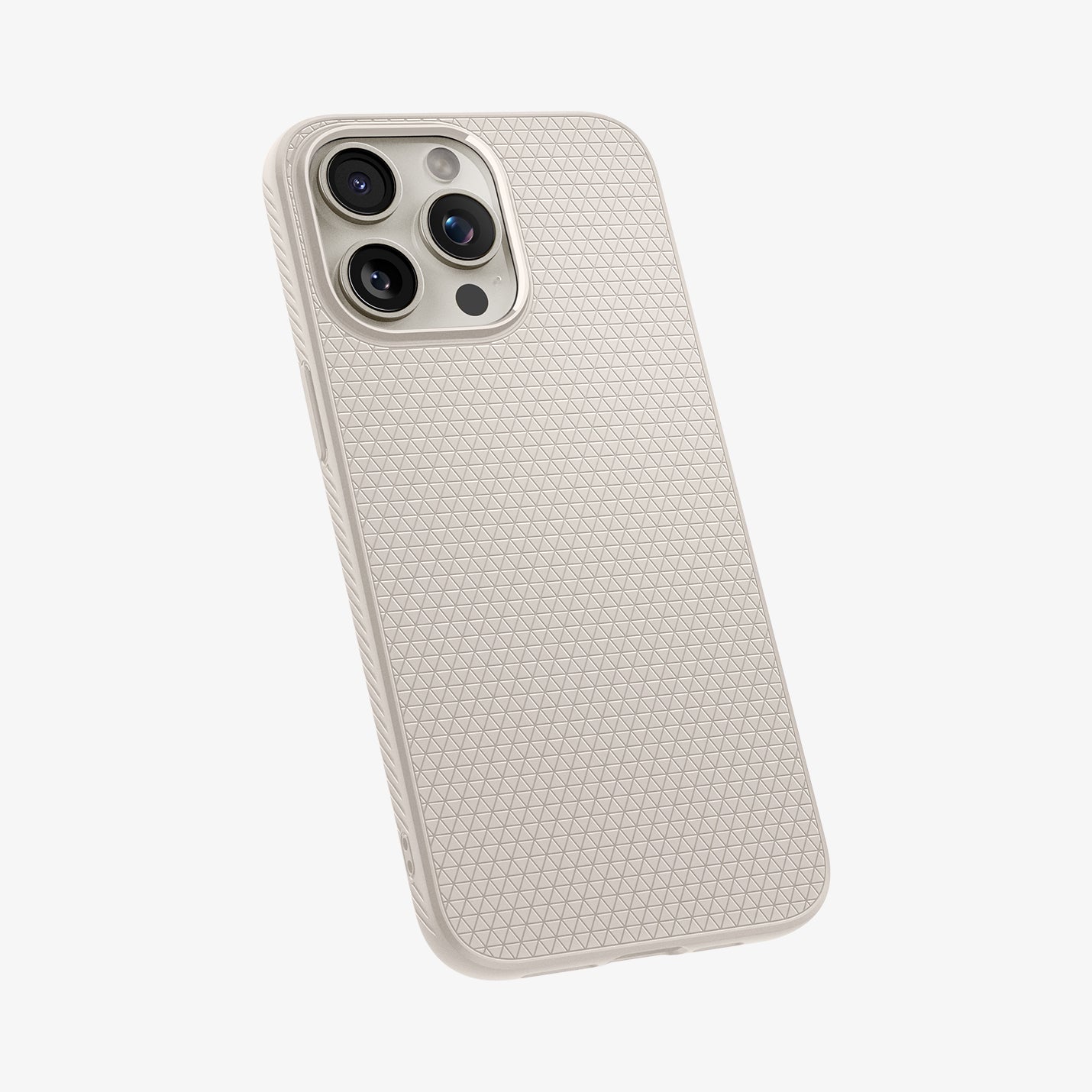 ACS07212 - iPhone 15 Pro Max Case Liquid Air in Natural Titanium showing the back and partial side