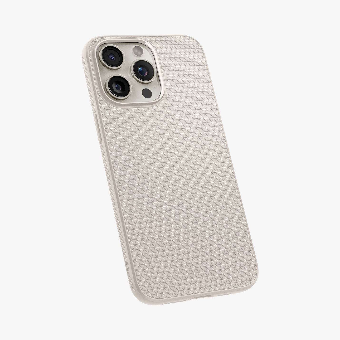 ACS07217 - iPhone 15 Pro Case Liquid Air in Natural Titanium showing the back and partial side