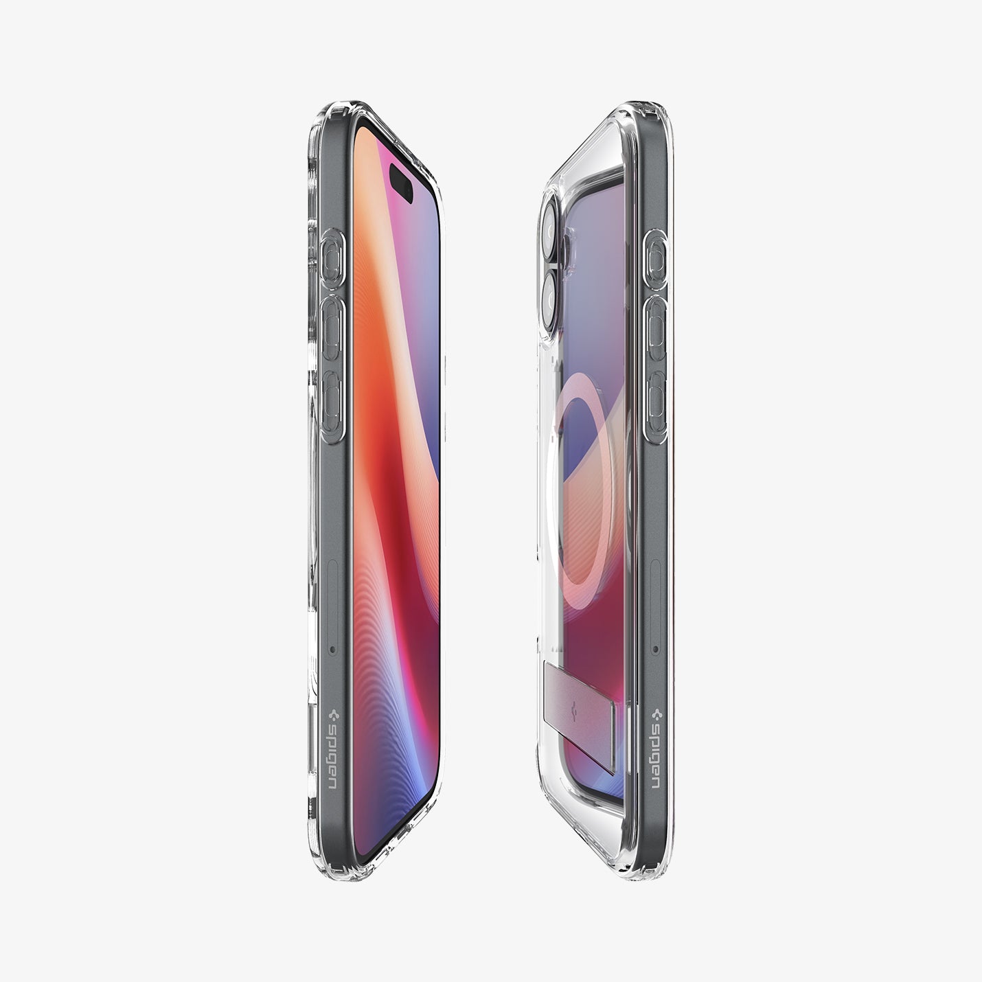 ACS08082 - iPhone 16 Plus Case Ultra Hybrid S (MagFit) in Crystal Clear showing the partial back, front and sides