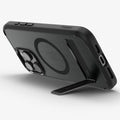 ACS08379 - iPhone 16 Pro Case Ultra Hybrid S (MagFit) in Frost Black showing the back, partial sides and bottom, propped up with a built-in kickstand