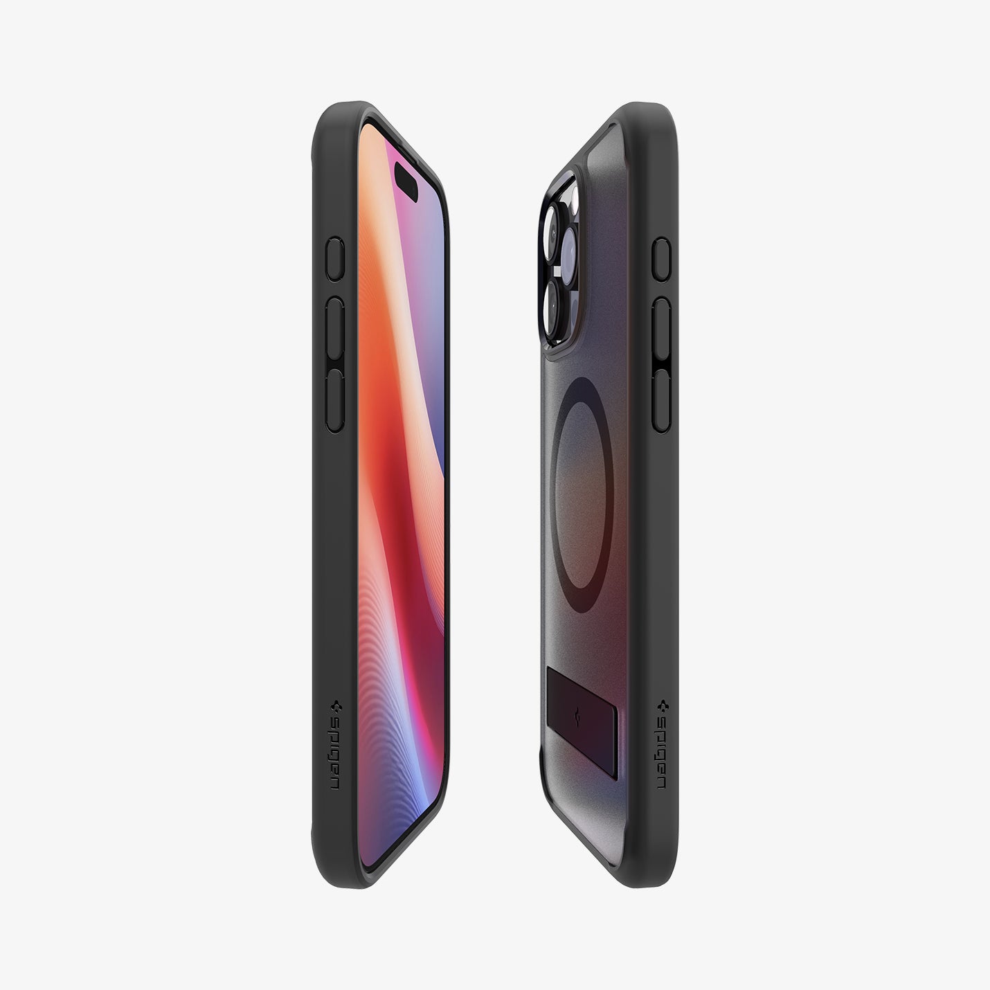 ACS08379 - iPhone 16 Pro Case Ultra Hybrid S (MagFit) in Frost Black showing the partial back, front and sides