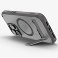ACS08380 - iPhone 16 Pro Case Ultra Hybrid S (MagFit) in Frost Gray showing the back, partial sides and bottom, propped up with a built-in kickstand