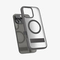 ACS08380 - iPhone 16 Pro Case Ultra Hybrid S (MagFit) in Frost Gray showing the back, hovering in front of a device