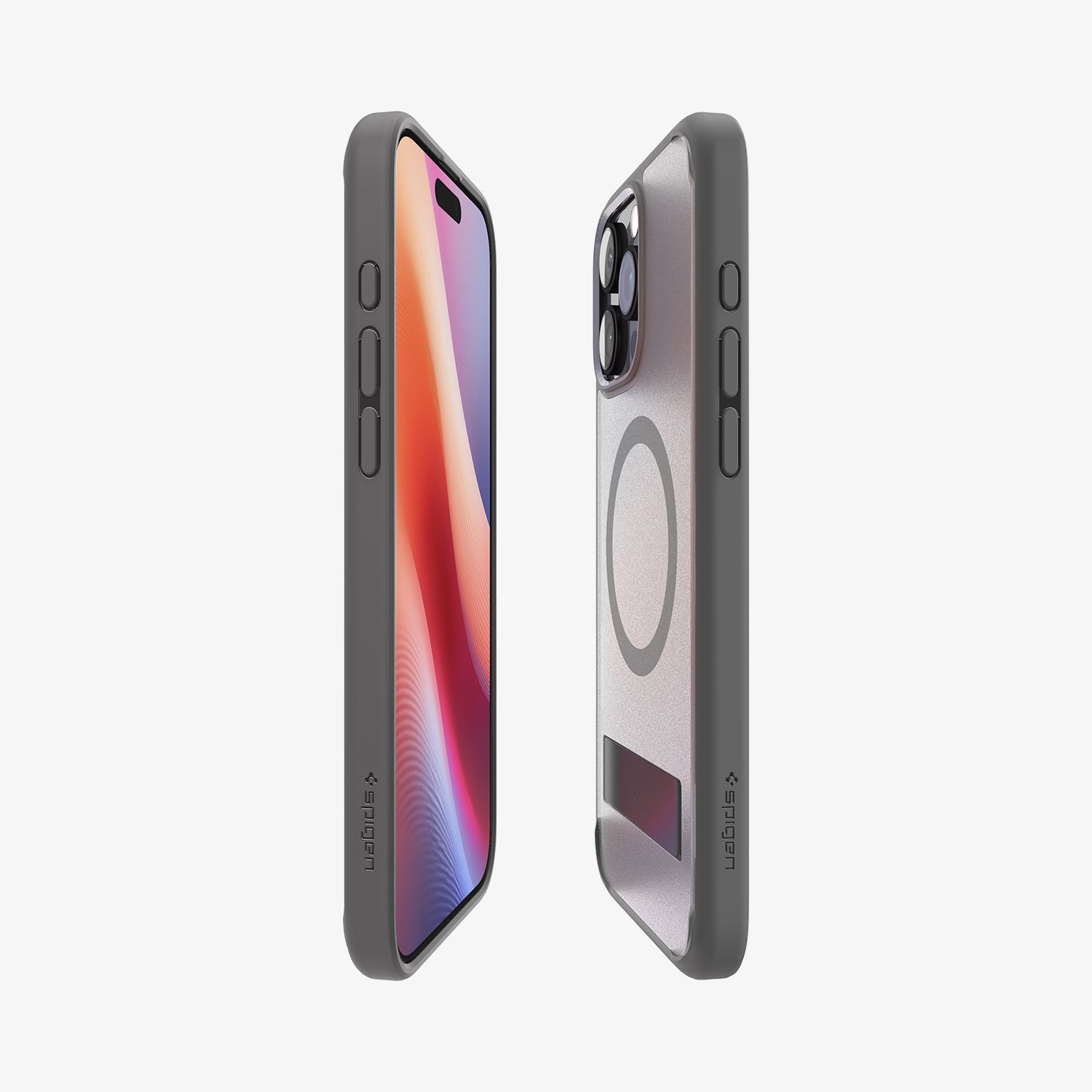ACS08380 - iPhone 16 Pro Case Ultra Hybrid S (MagFit) in Frost Gray showing the partial back, front and sides