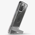 ACS08143 - iPhone 16 Pro Case Ultra Hybrid S (MagFit) in Graphite showing the back, partial side propped up with a built-in kickstand in portrait style