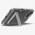 ACS08143 - iPhone 16 Pro Case Ultra Hybrid S (MagFit) in Graphite showing the back, partial sides and bottom, propped up with a built-in kickstand