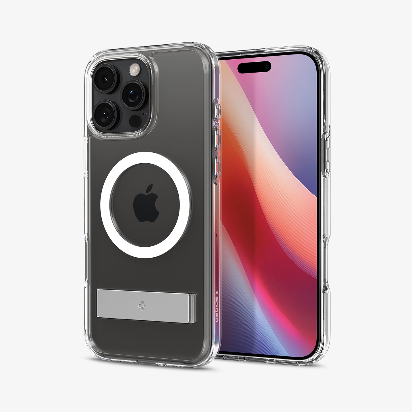 ACS08142 - iPhone 16 Pro Case Ultra Hybrid S (MagFit) in Crystal Clear showing the back, partial front and sides