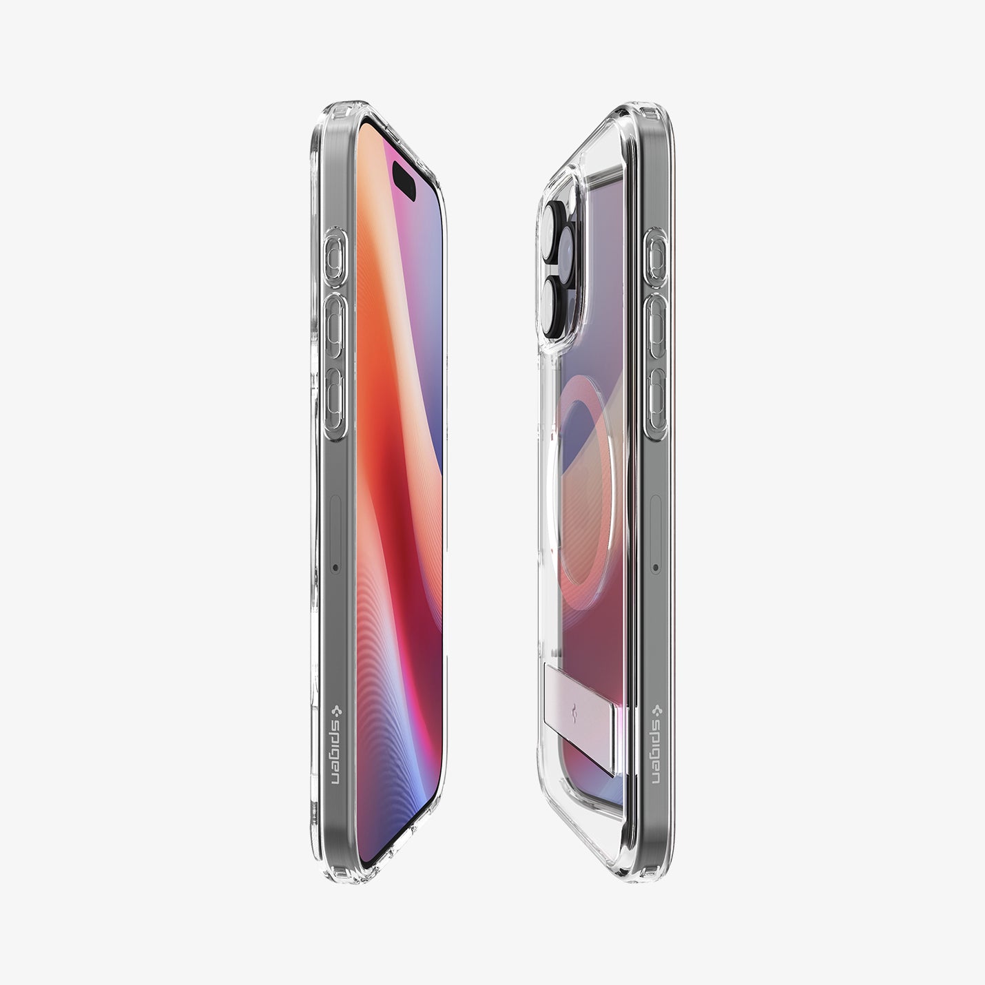 ACS08142 - iPhone 16 Pro Case Ultra Hybrid S (MagFit) in Crystal Clear showing the partial back, front and sides