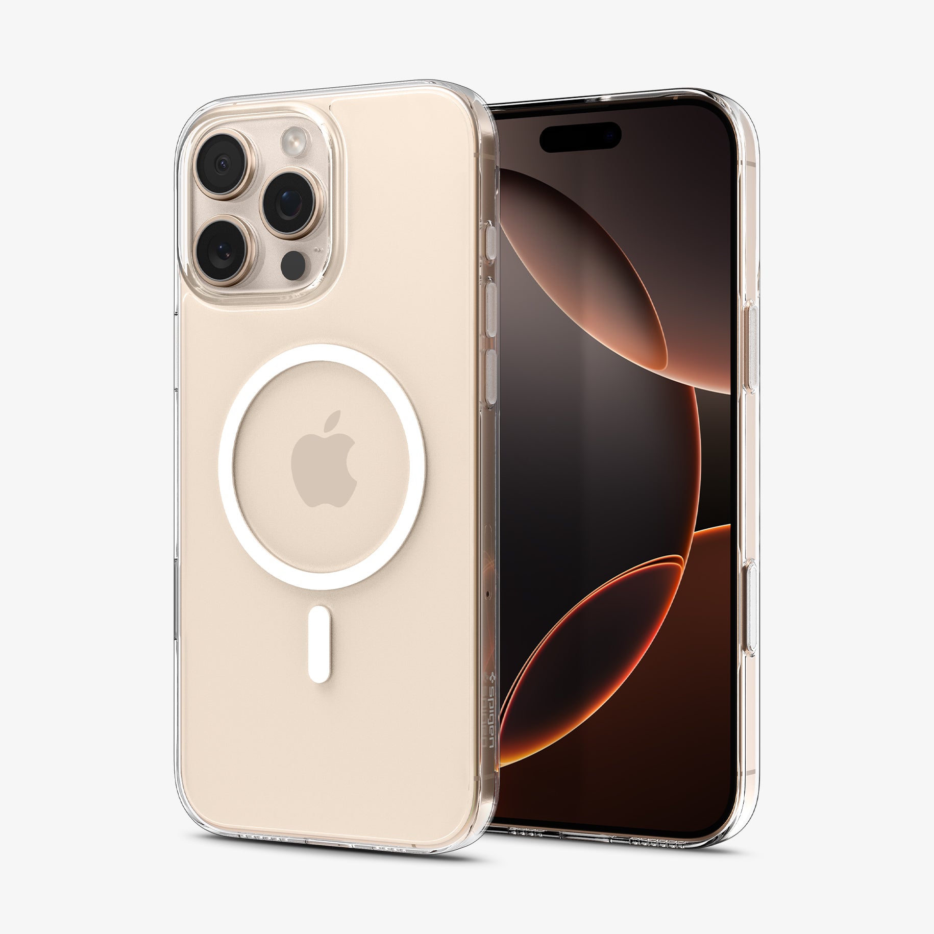 ACS09316 - iPhone 16 Pro Case Thin Fit T (MagFit) in clear showing the back and front