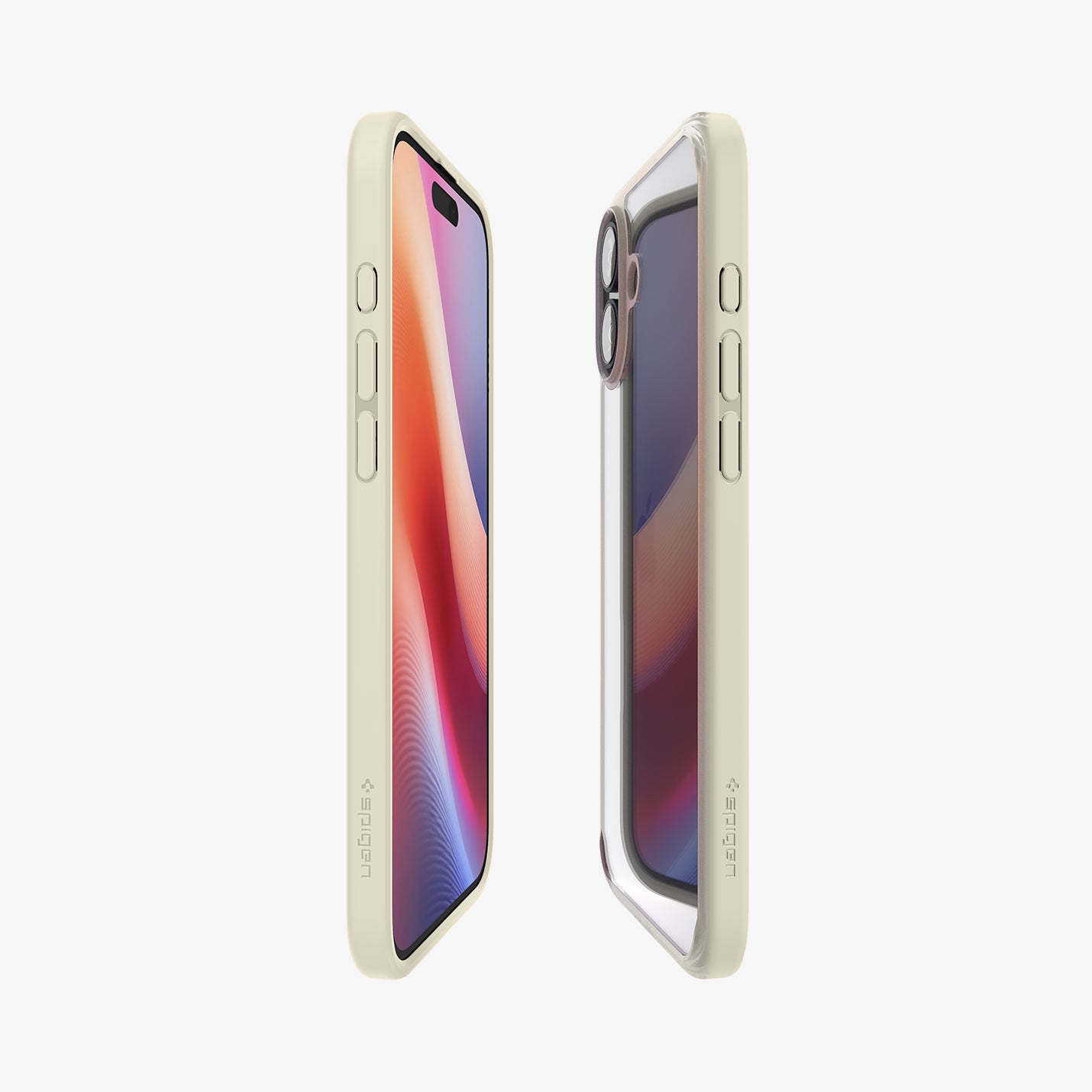 ACS08073 - iPhone 16 Plus Case Ultra Hybrid in Mute Beige showing the partial back, partial front and sides
