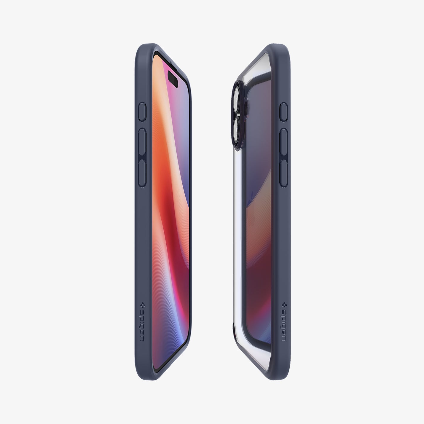 ACS08202 - iPhone 16 Case Ultra Hybrid in Navy Blue showing the partial back, partial front and sides