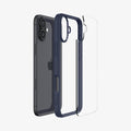 ACS08202 - iPhone 16 Case Ultra Hybrid in Navy Blue showing the back, detached from the frame of the case aligned with the device